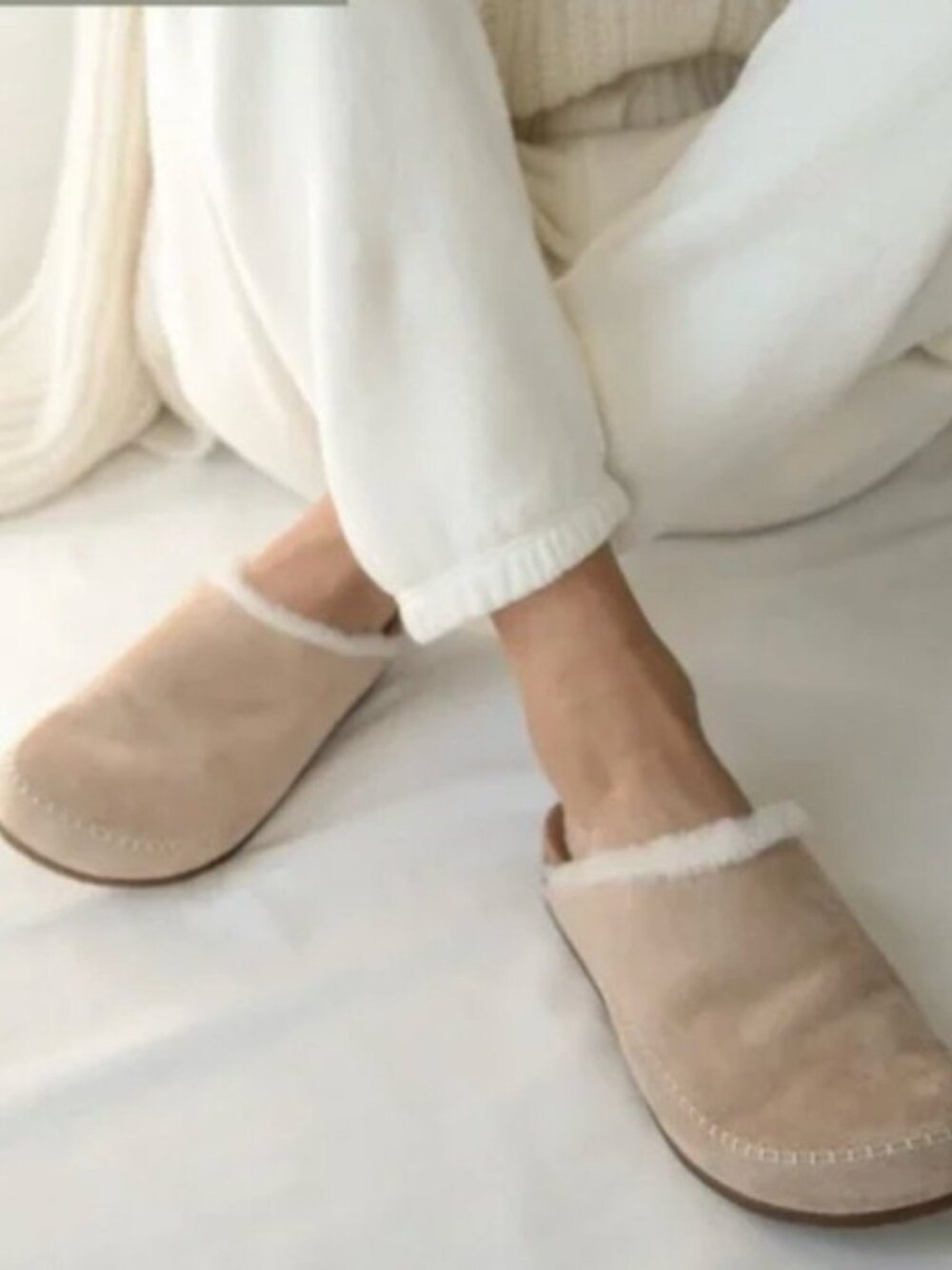 Jenni Kayne Shearling-Lined Suede Moc Clog Shoes in Natural EU 36 Size 7